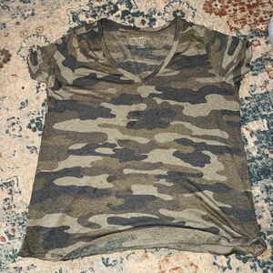 Lucky Brand Olive Camo V-Neck Tee